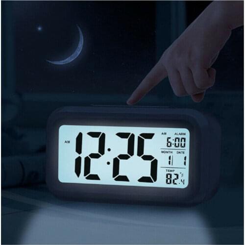 5Colors Digital Alarm Clocks Electronic Clock with LCD display Glowing Blacklight Night Calendar Thermometer
