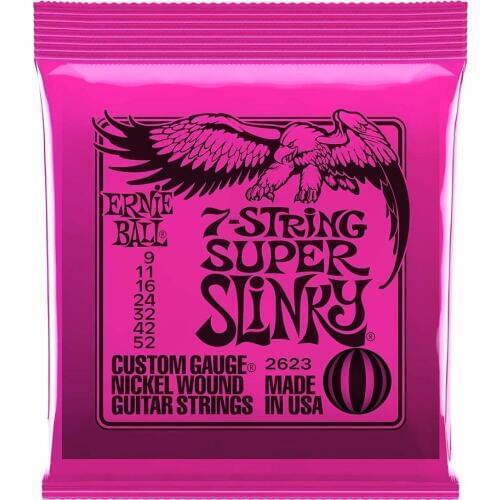 Ernie Ball 2623 Super Slinky 7-string Nickel Wound Electric Guitar Strings - .009-.052
