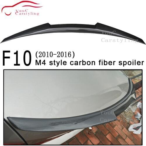 F10 Carbon Fiber Rear Spoiler M4 Style Trunk Wing for BMW 5 Series F10 M5 2010 - 2016 4-door sedan 520i 525i 528i 530i 535i