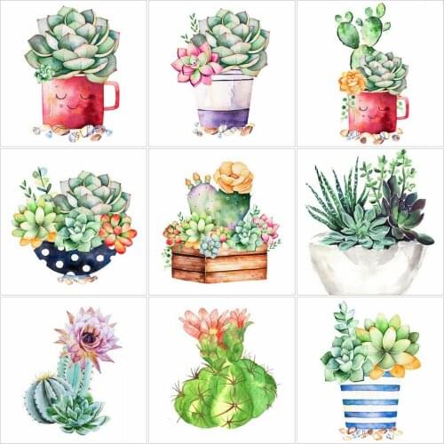 HUACAN DIY Diamond Painting Flower Rhinestone Picture Cross Stitch Full Square 5D Mosaic Diamond Succulents Home Decoration