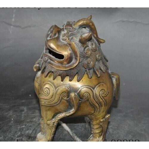 Chinese Evil spirits Foo dog lion snake statue incense burner Censer
