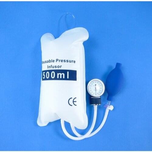 Medical pressure Infusion bag 500ml with gauge and hand pump ball