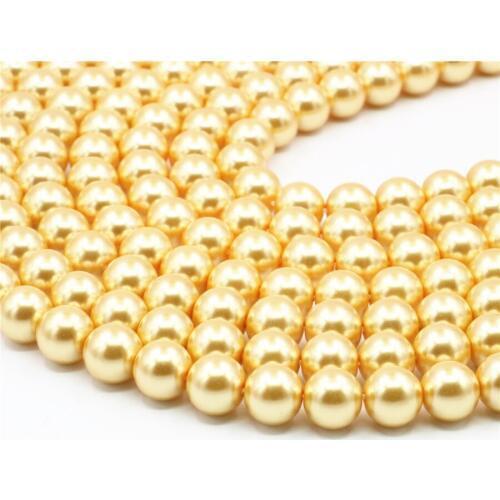 Fashion Gold Shell Pearl Round Beads Jewelry 4mm 6mm 8mm 10mm 12mm Handcrafted DIY Necklace/bracelet Loose Beads 15 Inch M413