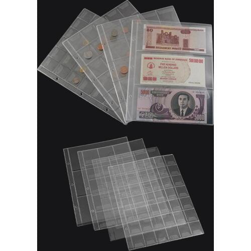 Serise Sets PVC Plastic Coin Holders Folder Pages Sheets For Storage Hard Cash Money Collection Album Mini Penny Storage Bag