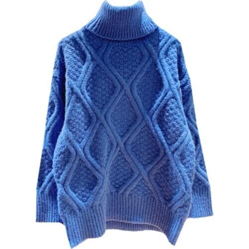 Newest Women Pullover Sweaters Sweet Turtleneck Long Sleeve Knitted Loose Sweater Tops Winter Ladies Jumper Swearters