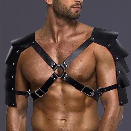 2021 New Tank Lingerie Vest PU Leather Harness Rave Costumes Goth Bondage Exotic Lingerie Gay Sexy Shoulder Armor Accessories
