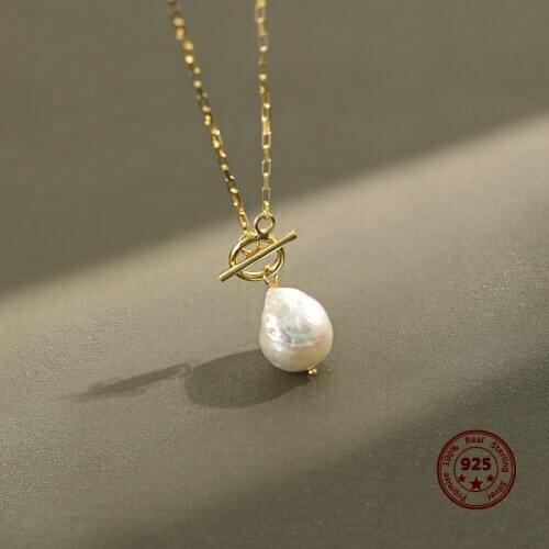 2020 New 925 Silver Baroque Freshwater Pearl Necklace Fashionable Exquisite Womans Jewelry Special Price Sale