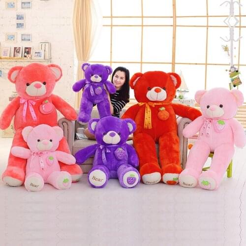 New High Quality 4 Colors Fruit Teddy Bear With Scarf Stuffed Animals Bear Plush Toys Doll Pillow Kids Lovers Birthday Baby Gift