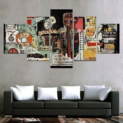 5 Pieces Wall Art Canvas Painting Abstract Graffiti Poster Modern Living Room Bedroom Home For Decoration Pictures