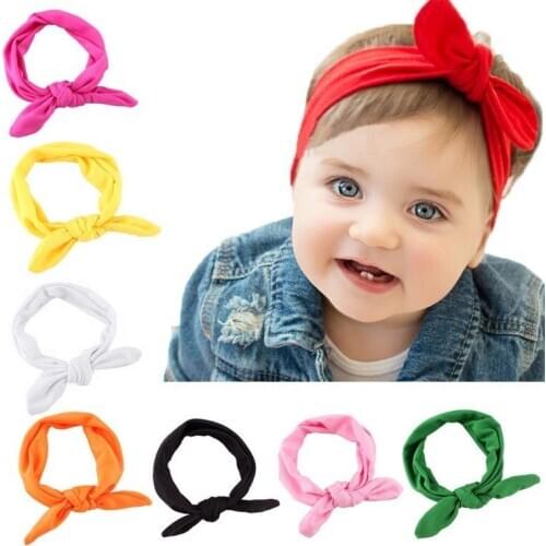 2pcs/lot Baby Kids Girls Rabbit Bow Ear Hairband Headband Turban Knot Head Wraps