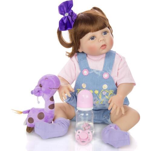 Lifelike 23'' 57cm Bebe Reborn Boneca Full Silicone Vinyl Body real alive Newborn Doll Toy For Girl Birthday Christmas gift