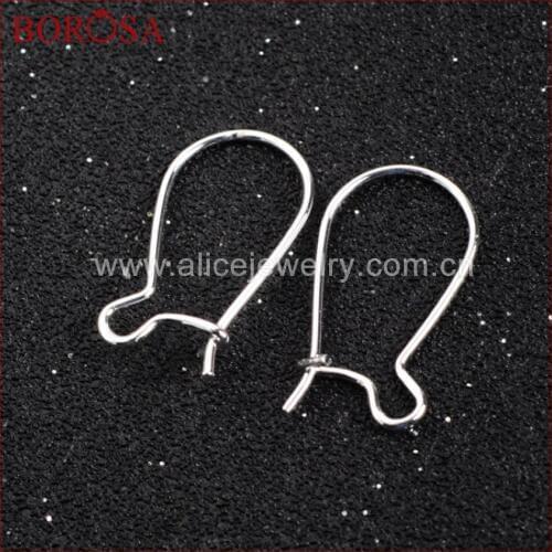 BOROSA Silver Color Kidney Shaped Ear Wires Earring Hooks Ear Hooks For Jewelry Earrings Findings Accessories PJ024