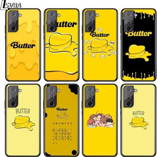 Butter Yellow Korea For Samsung S21 S20 FE S10e S10 S9 S8 S7 S6 Ultra Plus Lite Edge Silicone Black Soft Phone Case Capa