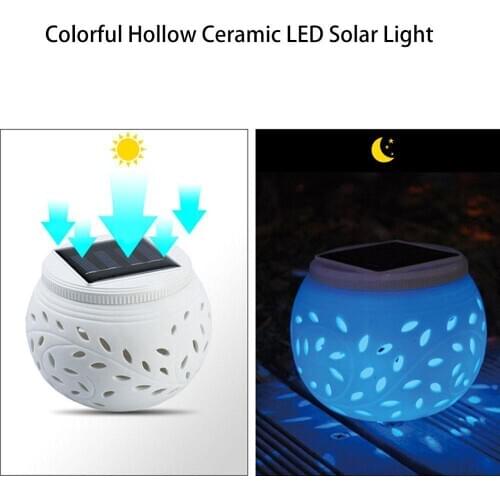 Soalr Lawn Light Outdoor Colorful Garden Light for Backyard Decoration Night Light Hollow Ceramic Waterproof Hollow Table Lamp