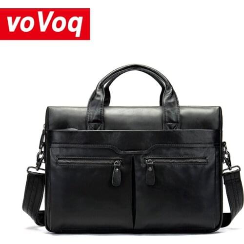 New Leisure Genuine Leather Mens Briefcase Bags Quality Guaranteed Mans Shoulder Bag Fashion Business Functional Messenger Bag