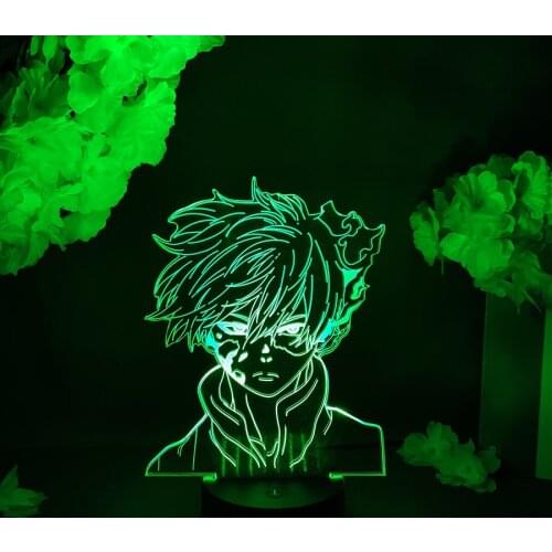 Anime LED Light My Hero Academia Figure Shoto Todoroki 3D Hologram Lighting Effect Art Deco Cool Birthday Gift for Otaku Friends