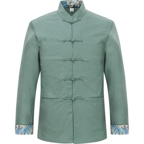 Traditional Chinese Style Men Kung Fu Martial Arts Fashion Hanfu Cardigan Tops Oriental Retro Casual Tang Suit Jackets Coat