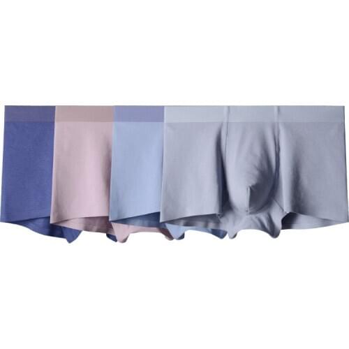 Plus size Male underpants Seamless underwear man gay mens panties Convex Pouch cotton boxers men 4 pcs/lot