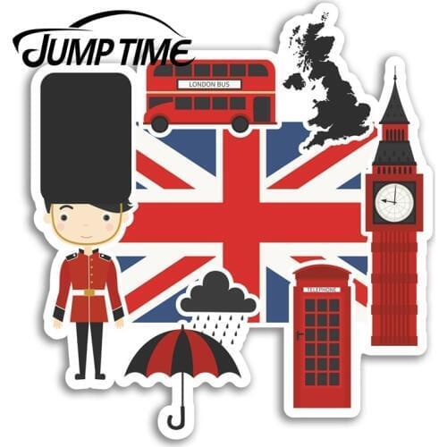 Jump Time London UK England Flag Vinyl Stickers - Sticker Luggage TravelWaterproof Car Decal Trunk Car Accessories