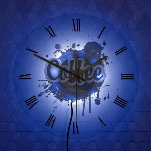 Time For Coffee Modern Illuminated Wall Clock Coffee House Decor Wall Sign Painted Cafe Wall Light With Vintage Roman Numerals