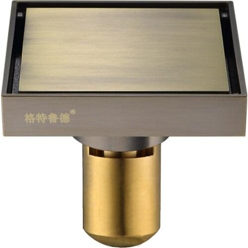 All Copper Floor Drain Invisible Bathroom Toilet Green Bronze Anti-blocking and Deodorant shower floor base bathroom sink