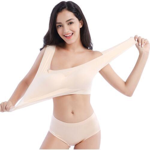 VU188 Oversized Bralette Women Bras Fitness Lingerie Sexy Seamless Tanks Comfortable Elastic Bras Tops Black Skin Color