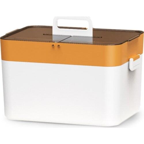 Storage Box Medicine Chest White Orange Green Convenience PP Material Compartment 28.5x21x21cm Portable