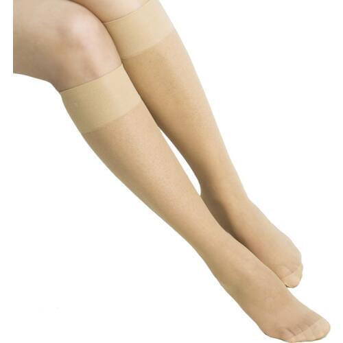 Compression Stockings1 Pair New Summer Knee High Beige Black Floral Print Women Elastic Leg Support Hosiery