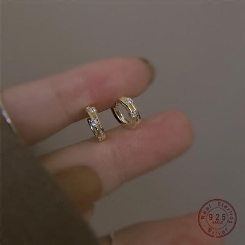 925 Sterling Silver Japanese High-Quality Small Crystal Plating 14k Gold Earrings Women Sweet Romantic Party Gift Jewelry