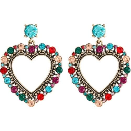 Vintage Alloy Rhinestone Gems Women Fashion Dangle Earrings Jewelry Perfect Quality Girls' Collection Earrings Accessorie
