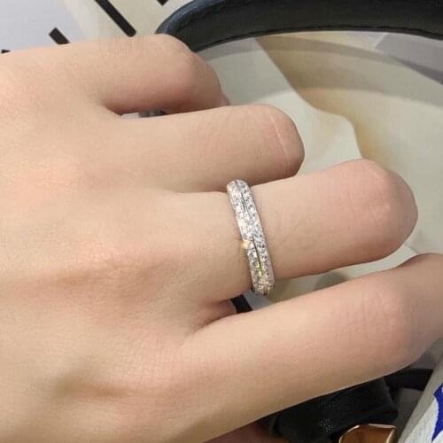New 2021 Trend Top Quality Pure 925 Sliver Hot Sale European Famous Brand Luxury Jewelry Rings For Women Full Zircons Wedding