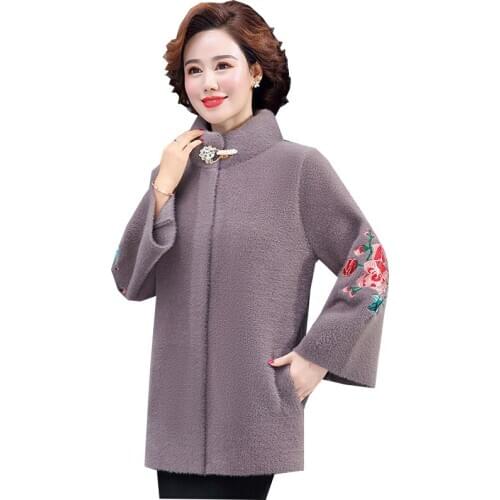 2021 Autumn Winter Women Jacket Long-sleeved Mink Velvet Coat Single-breasted Mother Oversize Woolen Outerwear Warm Female Coats