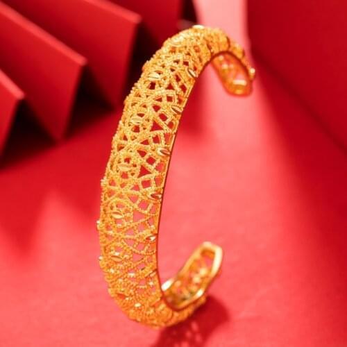 1Pcs Bangles Luxury Gold Color Bangles Indian Ethiopian African Bangles For Women Dubai Jewelry Party wedding Gifts Adjustable