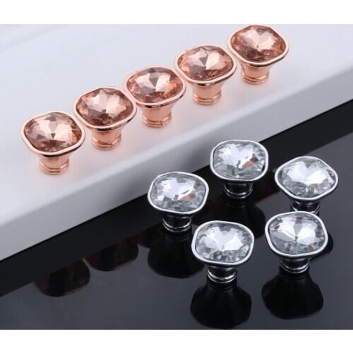 1Pc 21*19mm Diamond Crystal Glass Knobs Furniture Handles Cupboard Drawer Pull Kitchen Cabinet Door Wardrobe Knob Hardware