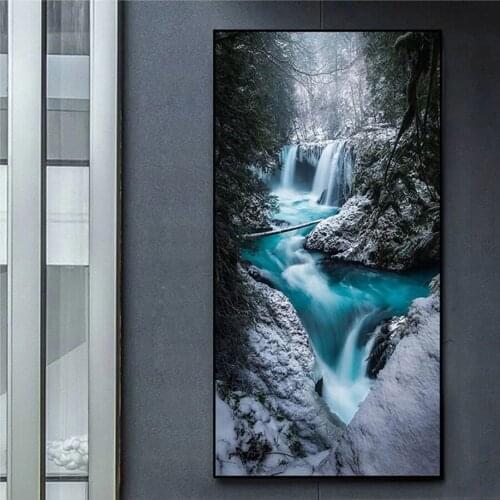 Full Square round drill Diamond Embroidery River Flowing In The Snow Picture Of Diamond Painting Mosaic Cross Stitch Wall Art