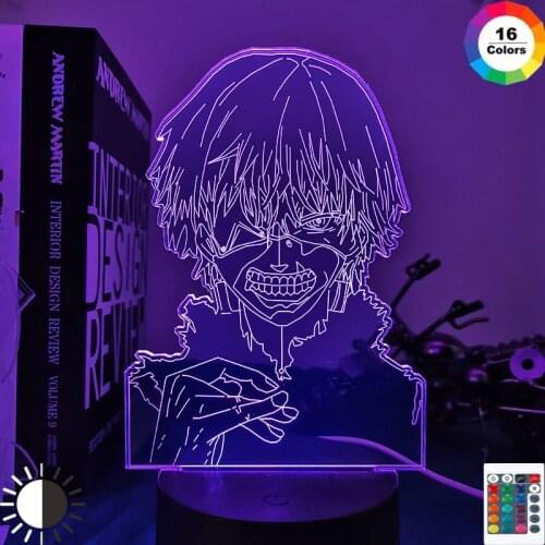 Anime 3d Lamp Tokyo Ghoul Ken Kaneki for Bedroom Decor Nightlight Cool Birthday Gift Acrylic Led Night Light Tokyo Ghoul