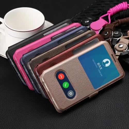 For Huawei P Smart 5.65inch Case Quick View Open Window Flip PU leather Case For Huawei PSmart Honor 7X 8X Cases Coque Funda