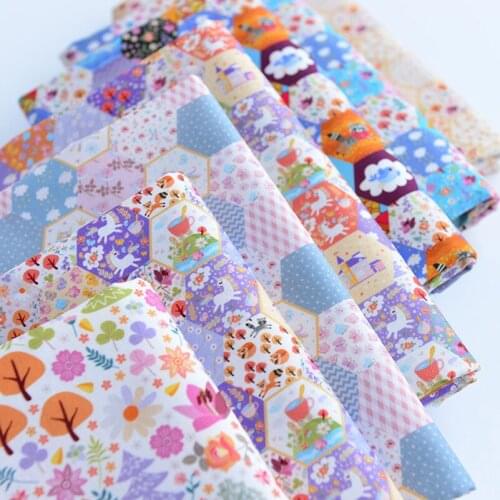 Children Cartoon Multicolor Digital Printed Cotton Muslin Fabric Unicorn Pattern for Baby Clothes DIY Per Half Meter fabric