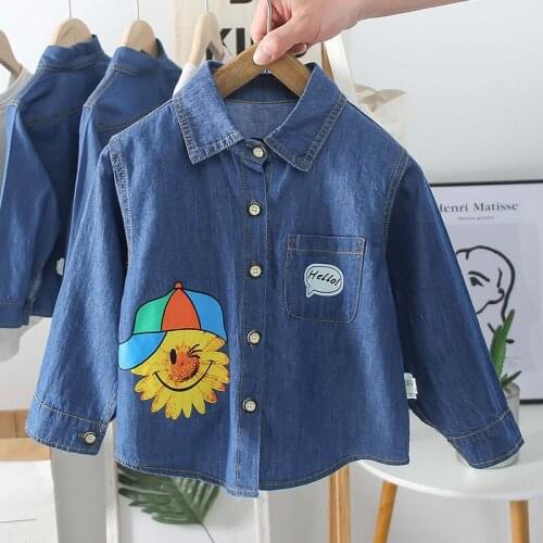 Girls Denim Coats New Brand Spring Kids Jackets Clothes Cartoon Coat Embroidery Children Clothing for 3 8Y