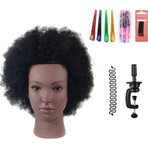 10Inch Afro Training Head Mannequin 100% Human Hair Styling Head Dyeing Cosmetology Manikin Hairdressing Salon Doll Head