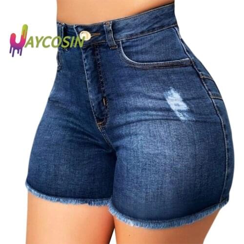 Jaycosin Shorts Sexy Womens Summer Shorts Women Broken Denim Shorts Ripped Jeans High Waisted Hotpant Slim Fit Pantalones 2021