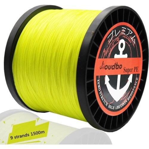 Jioudao Series 1500m 9 Strands Multifilament PE Braided Fishing Line for Carp Super Strong Japan Fishing Line 8 Colors to Choose