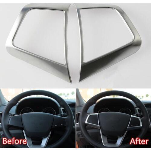 YAQUICKA 2x Car Steering Wheel Switch Button Frame Trim Styling Sticker Sequins For Hyundai IX25 2015 Auto Accessory Mouldings