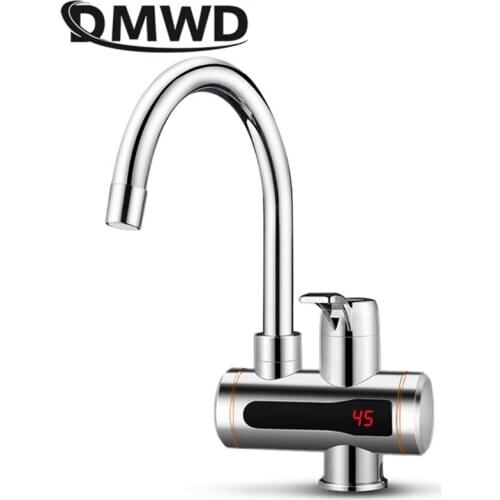 DMWD Electric Instant Hot Water Faucet Stainless Steel Water heater Tankless Tap LED Temperature Display For Kitchen shower