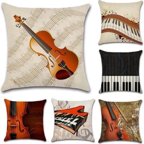 Musical instrument Piano keys violin note Decorative home sofa Car chair cushion cover friend Kids gift Dropshipping pillowcase