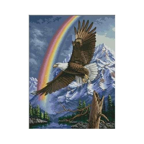 The Promise Bald Eagle Animal Cross Stitch Kits Art Crafts Top Quality Embroidery Needlework DIY 14CT Unprinted Decor Handmade