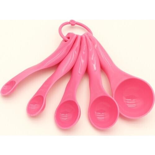 5Pcs/Set DIY Baking Tools Portable Stackable Combination Pink PP Kitchen Accessories Measuring Supplies Spoons Set