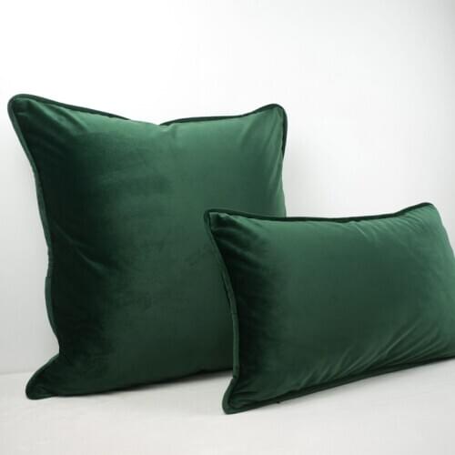 High Quality Green Black Piping Design Velvet Cushion Cover Pillow Case Dark Green Pillow Cover No Balling-up Without Stuffing