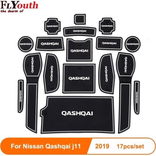 Non-slip Auto Interior Door Gate Pad Cup Mat For Nissan Qashqai J11 2019 17pcs Car Accessories Car Door Mat Styling