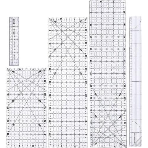 Nonvor 5Pcs DIY Sewing Tools Hand Tool Patchwork Quilting Drawing Straight Ruler Tailor Yardstick Cloth Cutting Craft
